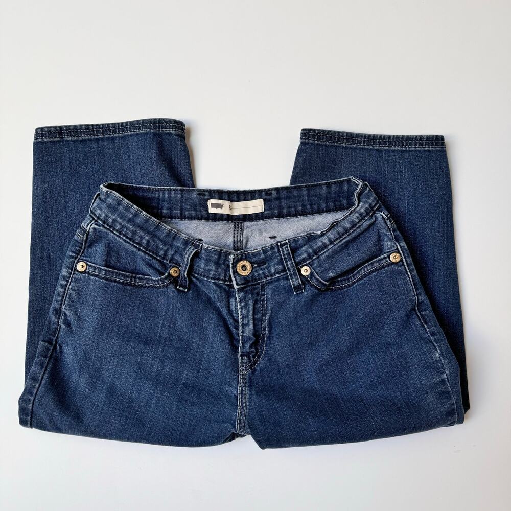 Levi's Cotton Boyfriend Capri Mid Rise Dark Wash Stretch Denim Jeans Women's 8 - Picture 3 of 11